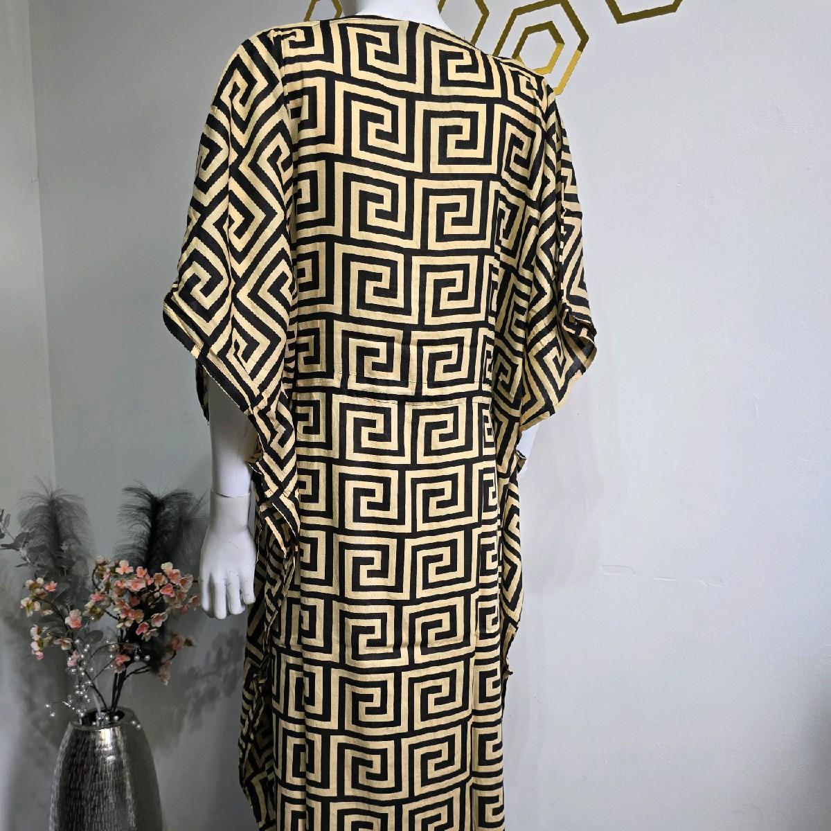 Summer Cotton Kaftan design One-size Adjustable Waist Comfortable Printed Dress