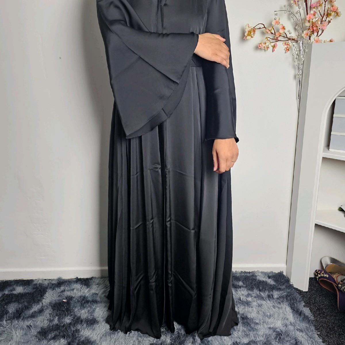 Elegant Fatiisa's Plain Soft Front Open Abaya Modesty Islamic Dress emirati